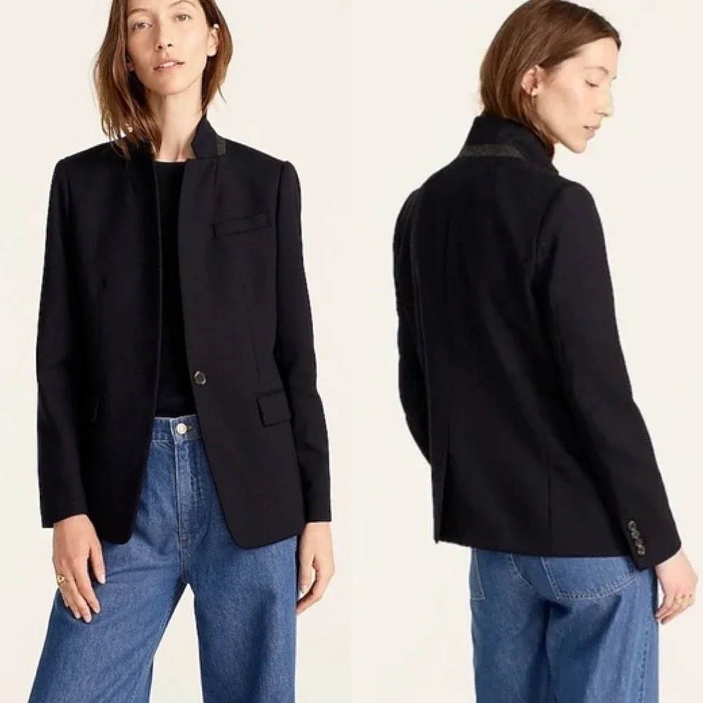 J Crew Tall Regent Wool Blazer Jacket Womens Size 2T 2 Style B0328 Long Minimal - Picture 1 of 16